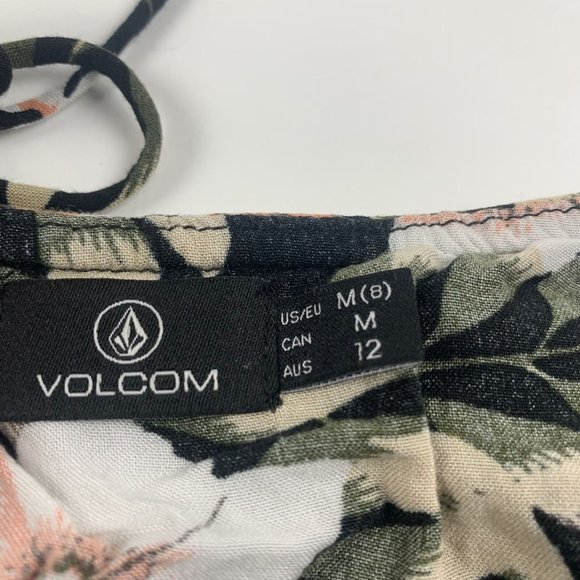 Volcom Coco Halter Cami Top Women Medium Black Combo Floral Viscose Pull-On 8363 - Picture 3 of 6